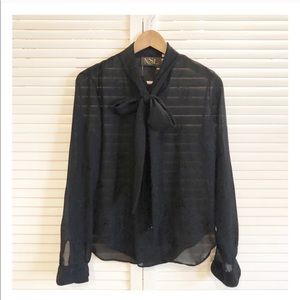 Vintage Sheer Blouse with Bow